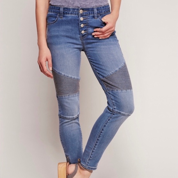 Free People Seamed Moto Button Fly Skinny Jeans 27 - Picture 2 of 15